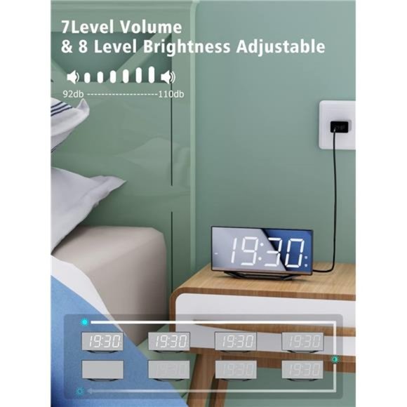 8.7 Large Display Dual Alarm Clock Bedroom with Battery Backup LED Digital Clock - Picture 5 of 6